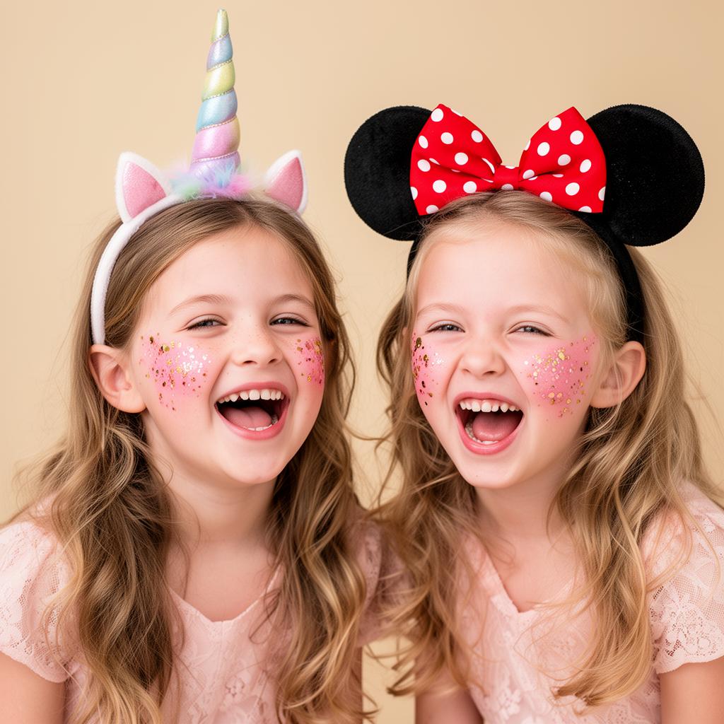 Two girls giggling in flower crown headbands