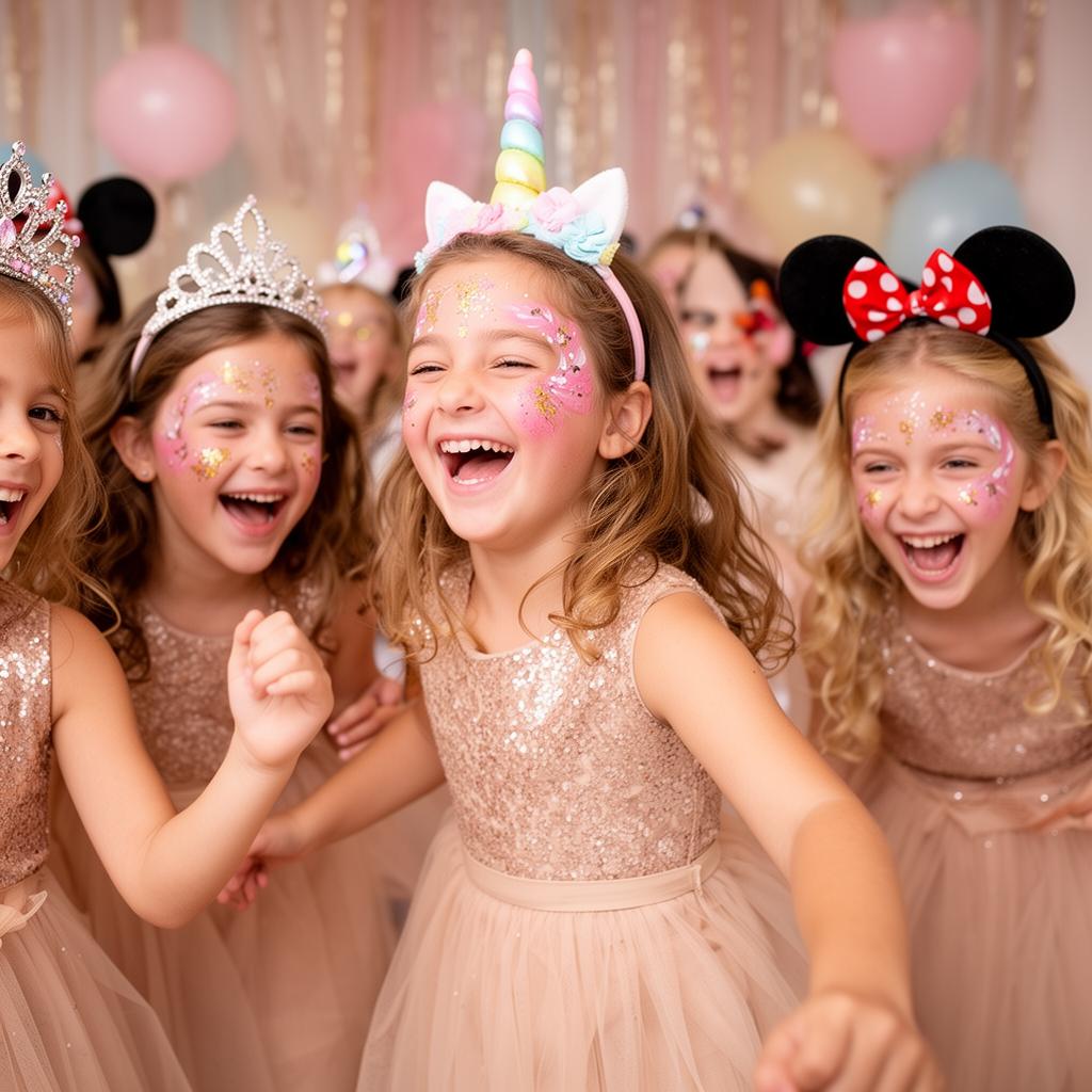 Children dancing in tiaras at a party